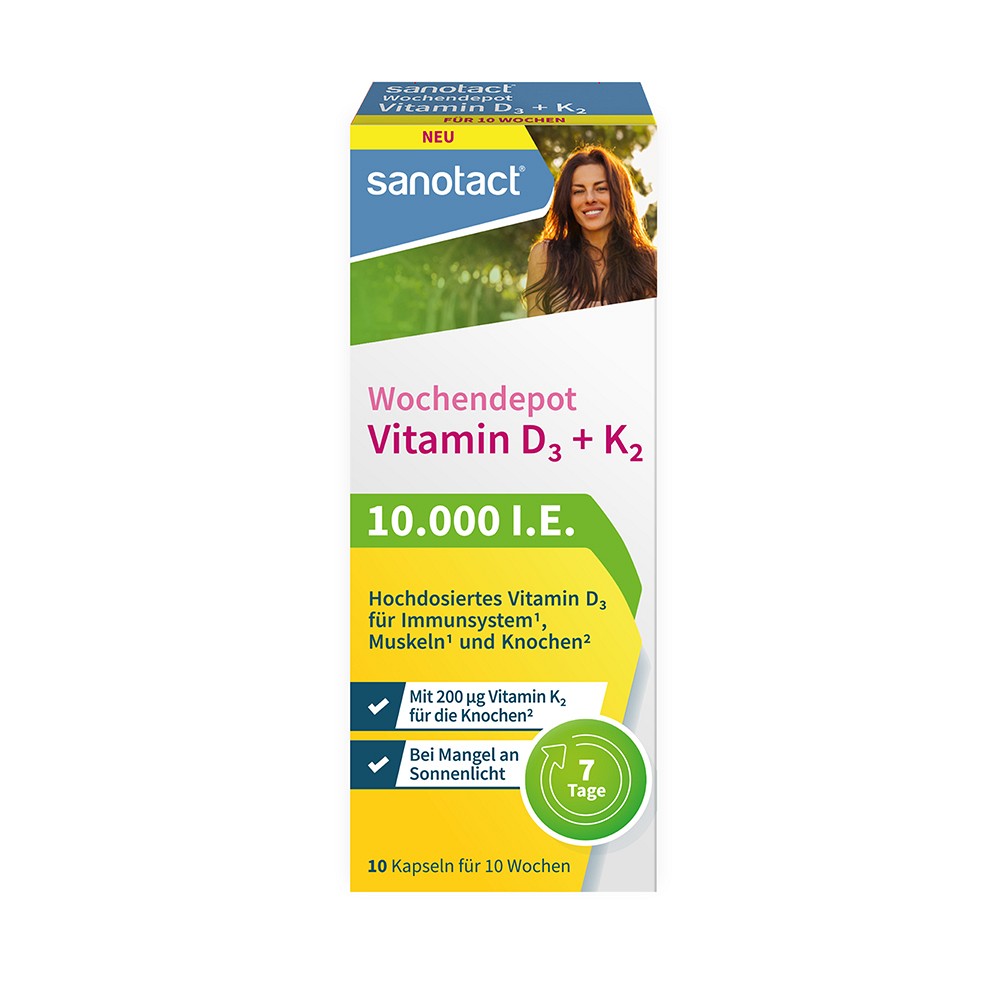 SANOTACT Vitamin D3+K2 Wochendepot Kapseln - 10St