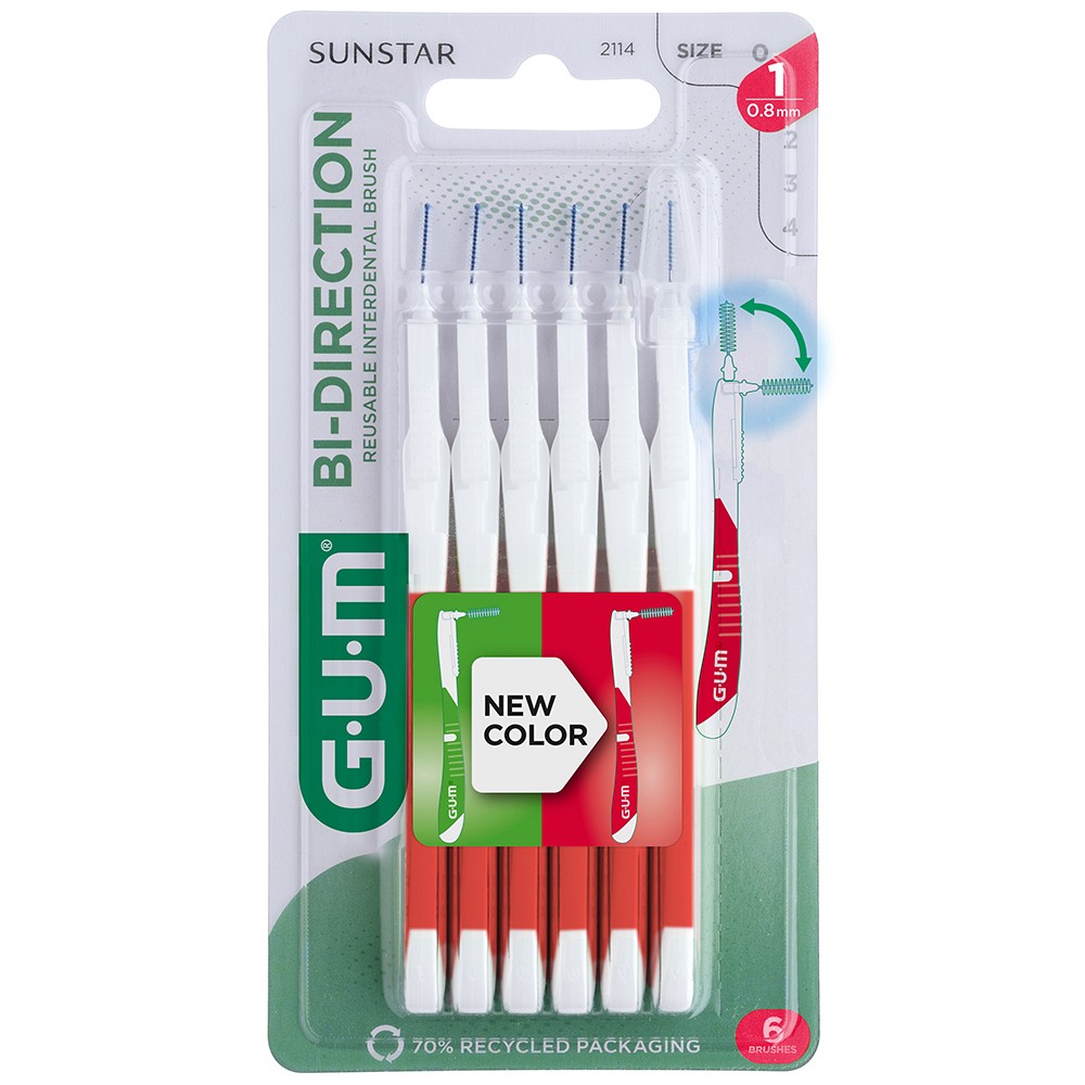 GUM BI-DIRECTION Interdentalb.0,8 mm rot - 6St