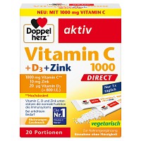 DOPPELHERZ Vitamin C 1000+D3+Zink DIRECT Pellets - 20St