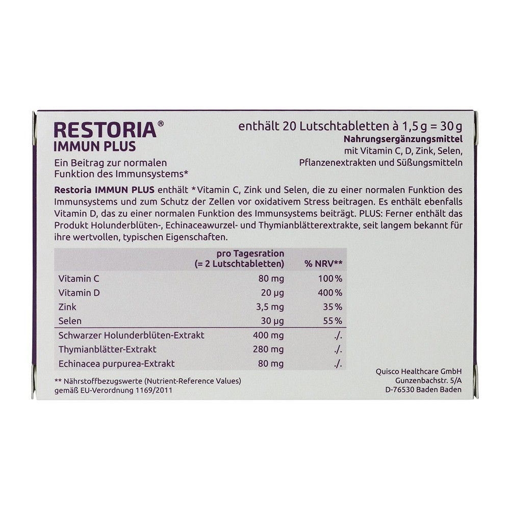RESTORIA IMMUN PLUS Lutschtabletten RESTORIA IMMUN PLUS Lutschtabletten