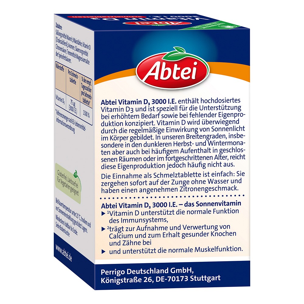 ABTEI Vitamin D3 3000 I.E. Schmelztabletten