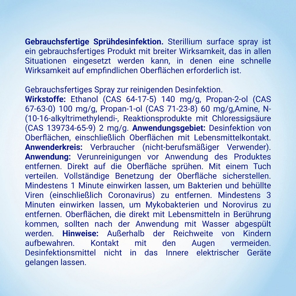 STERILLIUM surface spray Oberflächendesinfektion
