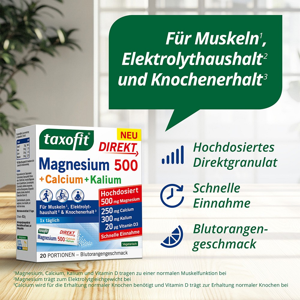 TAXOFIT Magnesium 500+Calcium+Kalium Direkt Gran. TAXOFIT Magnesium 500+Calcium+Kalium Direkt Gran.