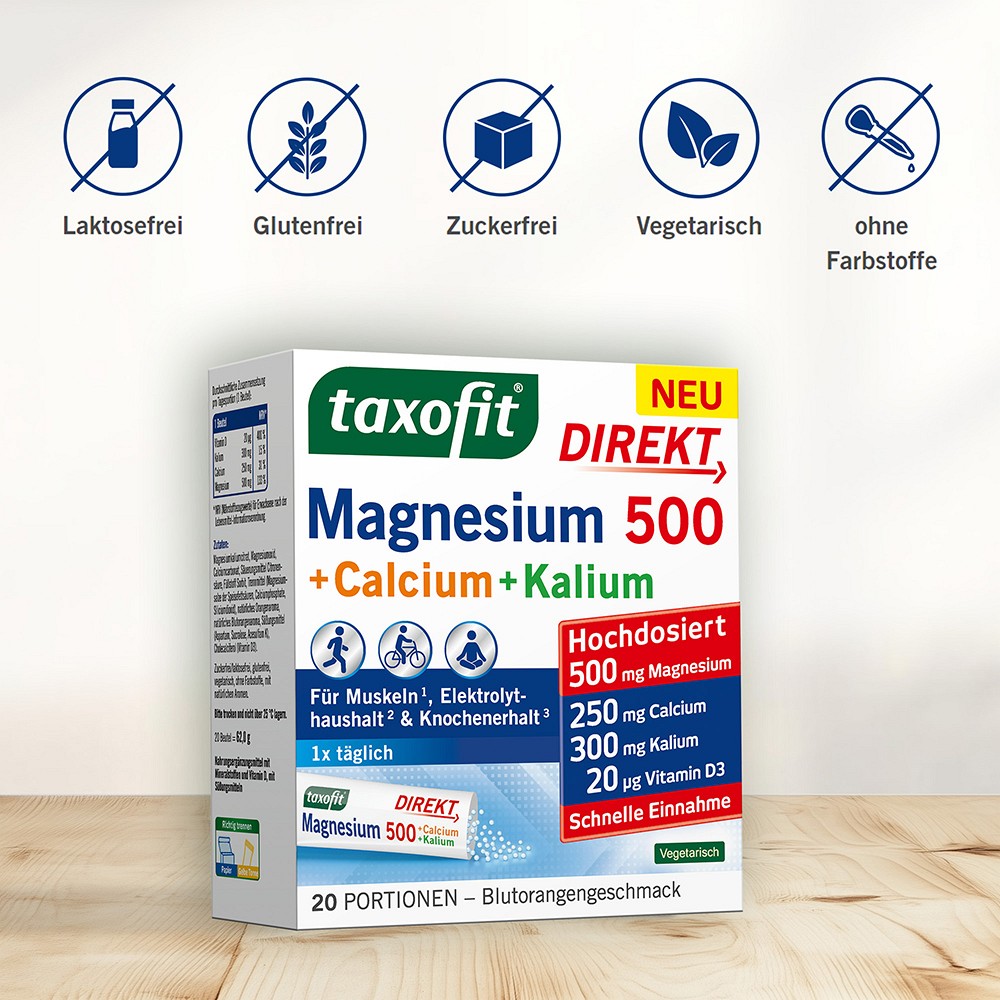 TAXOFIT Magnesium 500+Calcium+Kalium Direkt Gran. TAXOFIT Magnesium 500+Calcium+Kalium Direkt Gran.