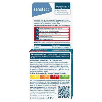 SANOTACT Laktase Express 13.000 Kautabletten