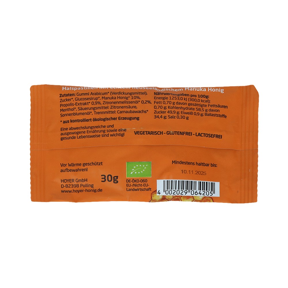 HOYER Manuka Honig Halspastillen MGO 250+ Zit.Meli