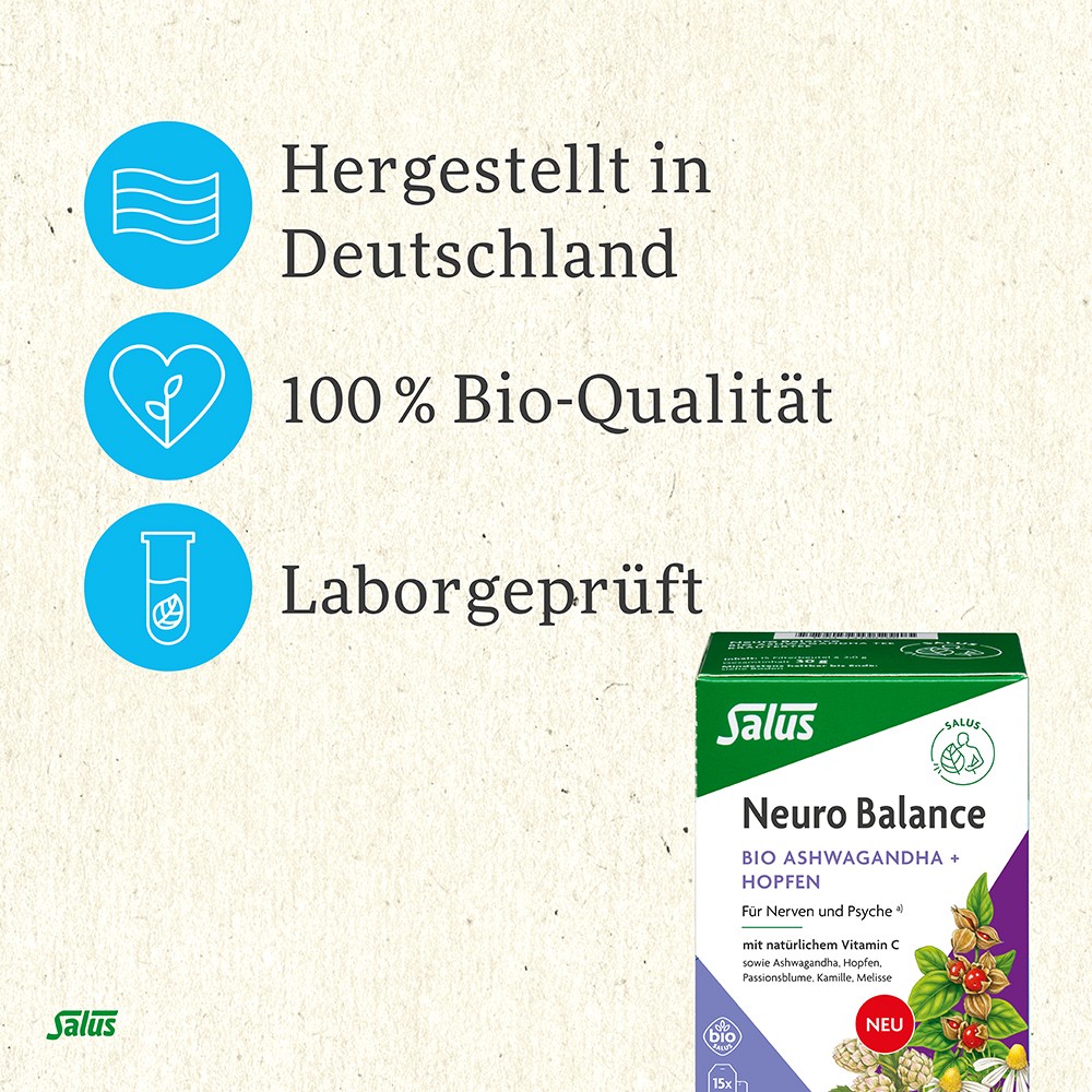 NEURO BALANCE Bio Ashwagandha+Hopfen Tee Salus