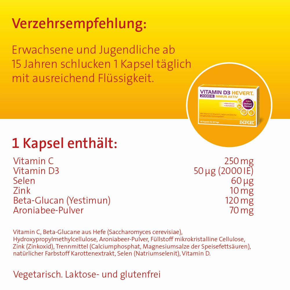 VITAMIN D3 HEVERT 2000 I.E. Immun Aktiv Kapseln VITAMIN D3 HEVERT 2000 I.E. Immun Aktiv Kapseln