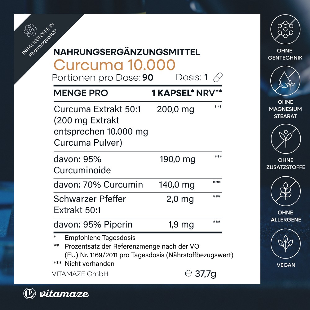 CURCUMA 10.000+Piperin hochdosiert vegan Kapseln CURCUMA 10.000+Piperin hochdosiert vegan Kapseln