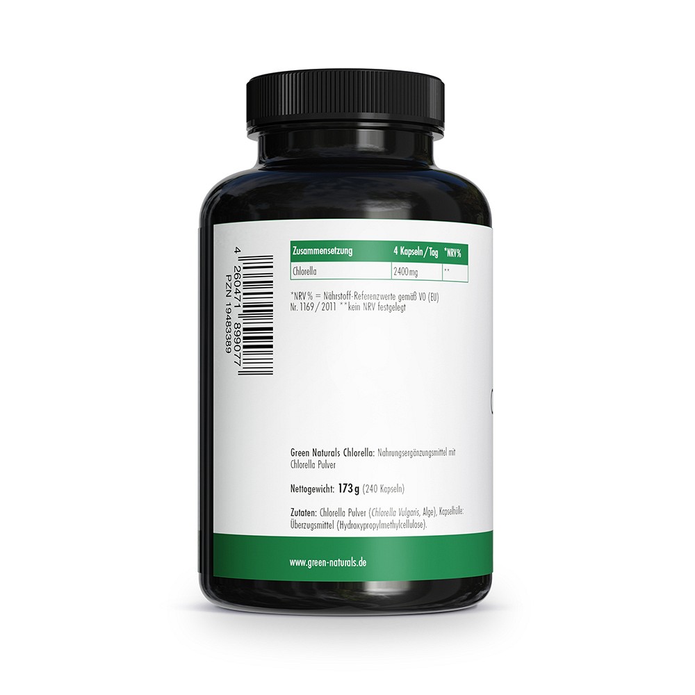 GREEN NATURALS Chlorella Kapseln 2400 mg vegan