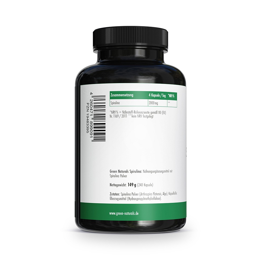 GREEN NATURALS Spirulina Kapseln 2000 mg vegan GREEN NATURALS Spirulina Kapseln 2000 mg vegan