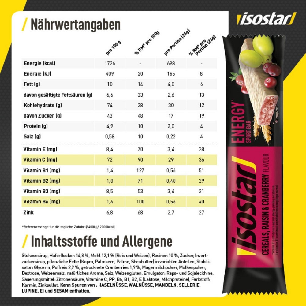 ISOSTAR High Energy Bar Cranberry