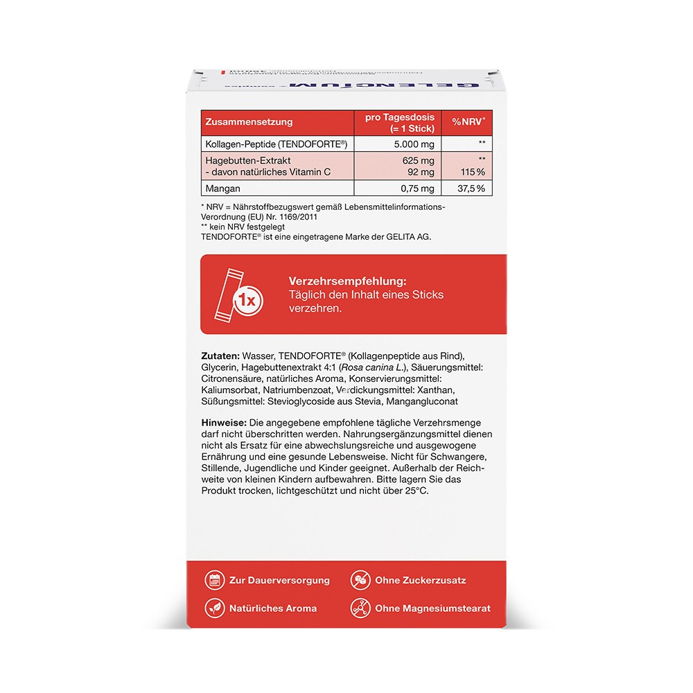 GELENCIUM Kollagen Hagebutte Direkt-Sticks+Vit.C