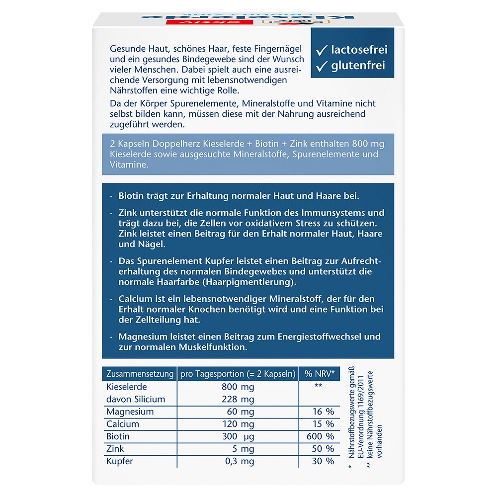 DOPPELHERZ Kieselerde+Biotin+Zink Kapseln