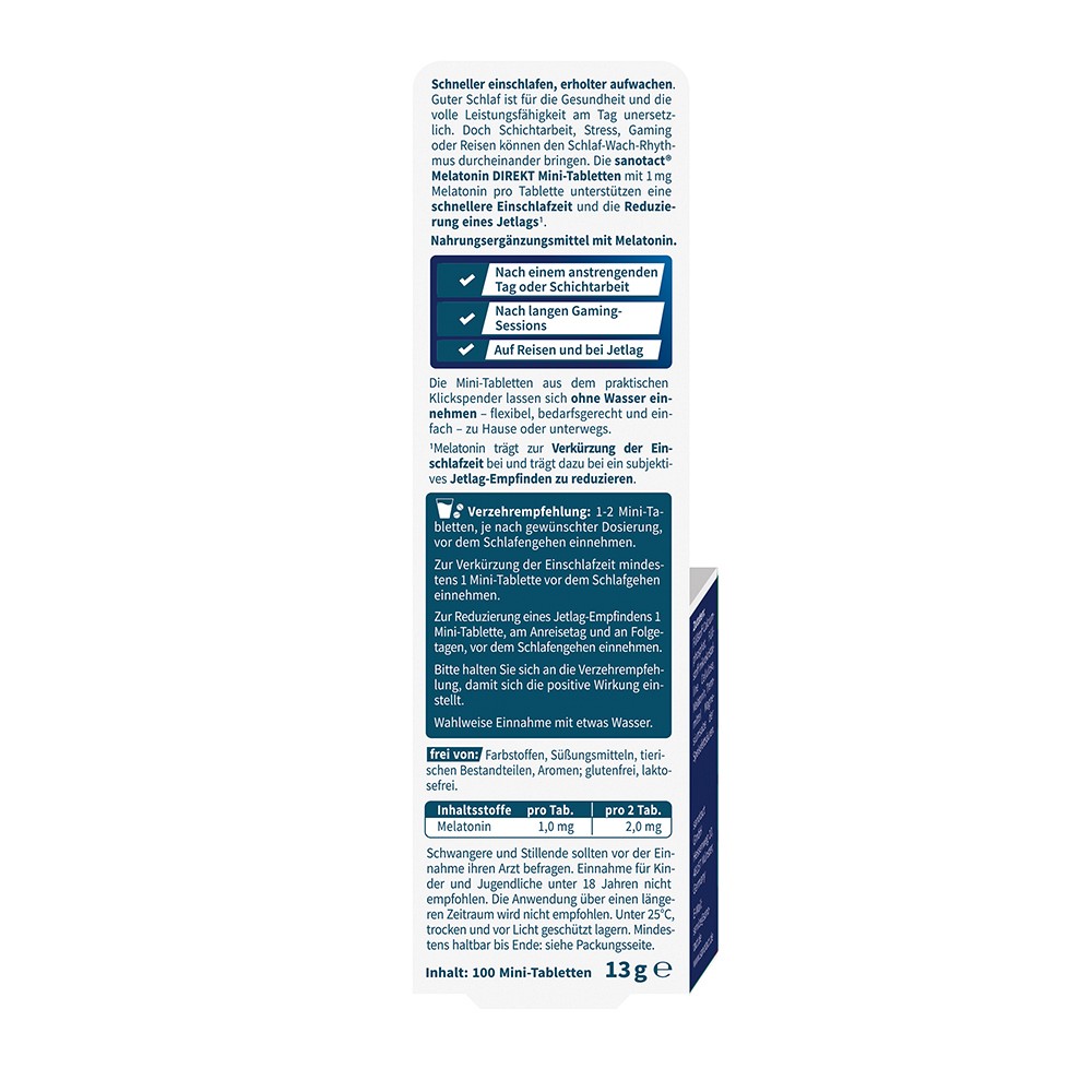 SANOTACT Melatonin DIREKT 1-2 mg Tab.Klickspender